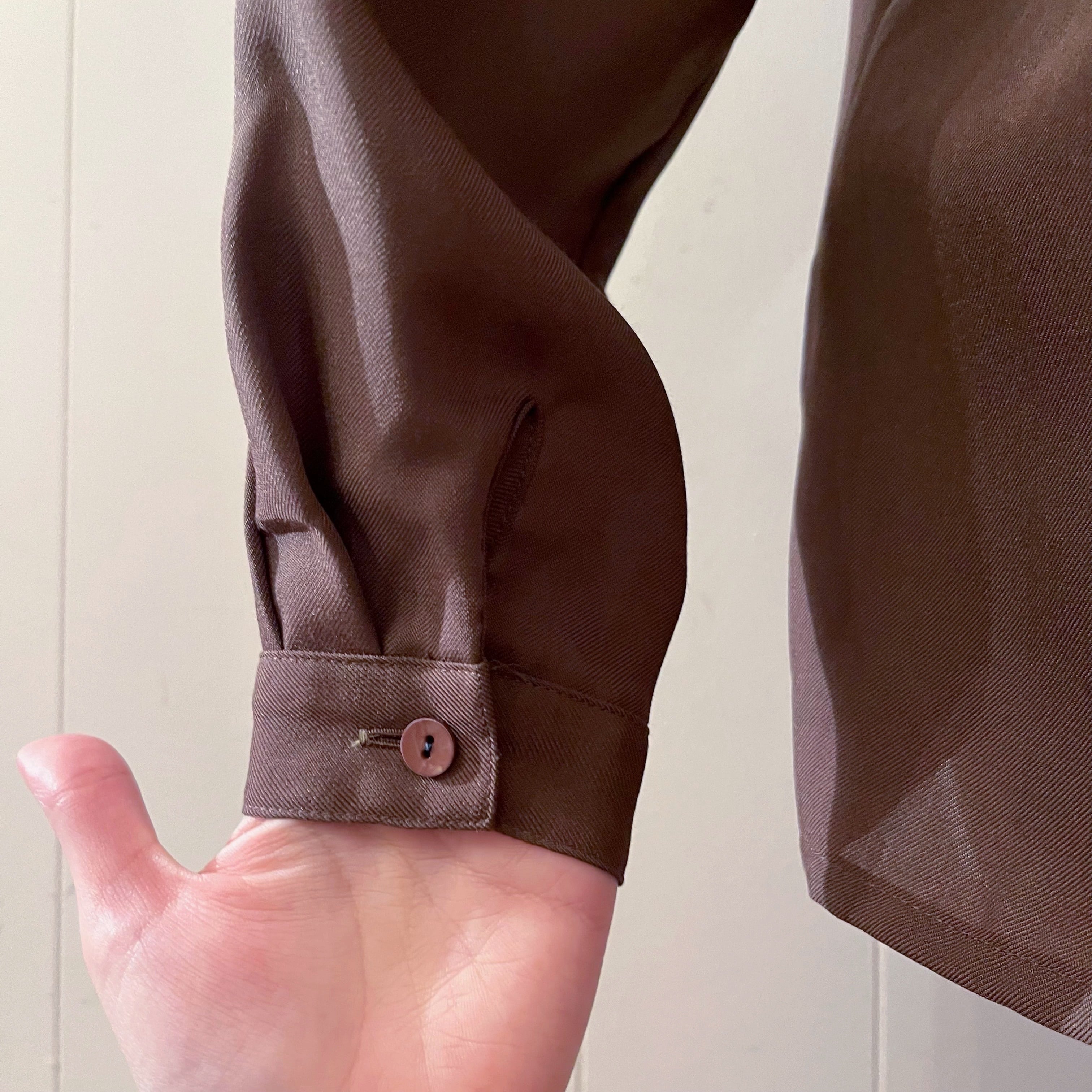 brown diamond back button blouse