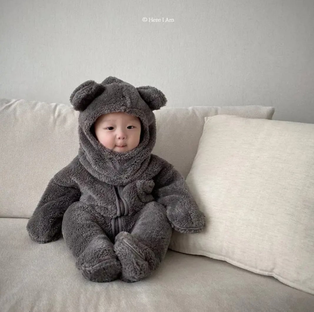 送料無料・即納】baby：fluffy fleece baby jumpsuit〔ボアフリース