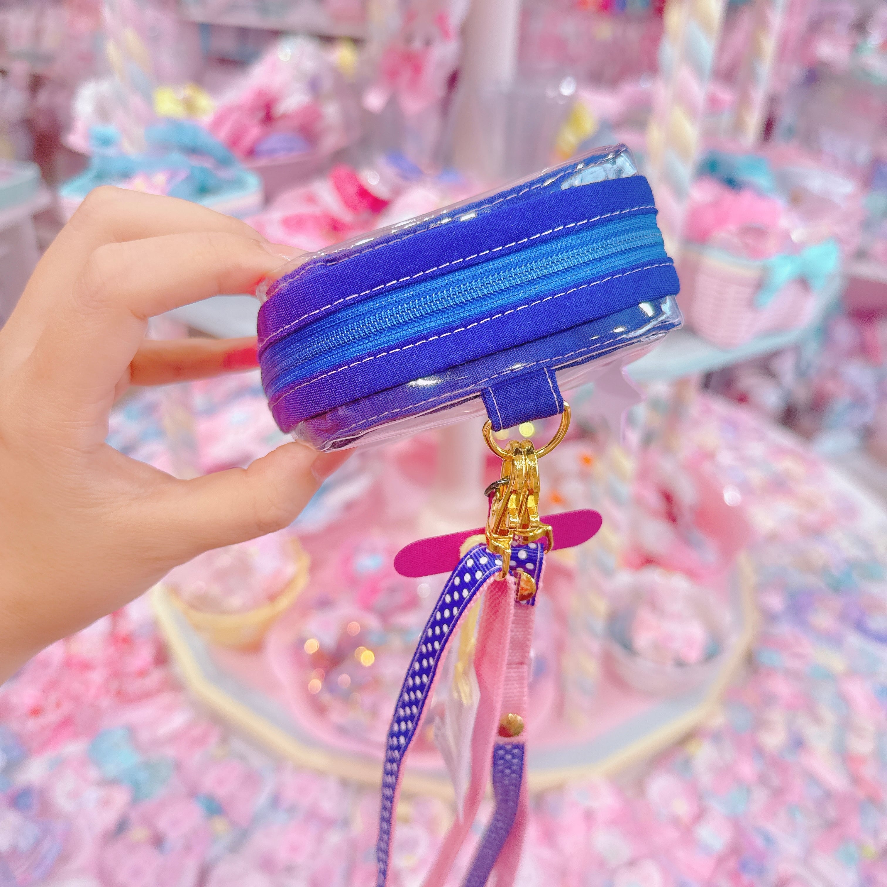 【N4】34-6クリアポーチ付きスマホストラップ（パープル）