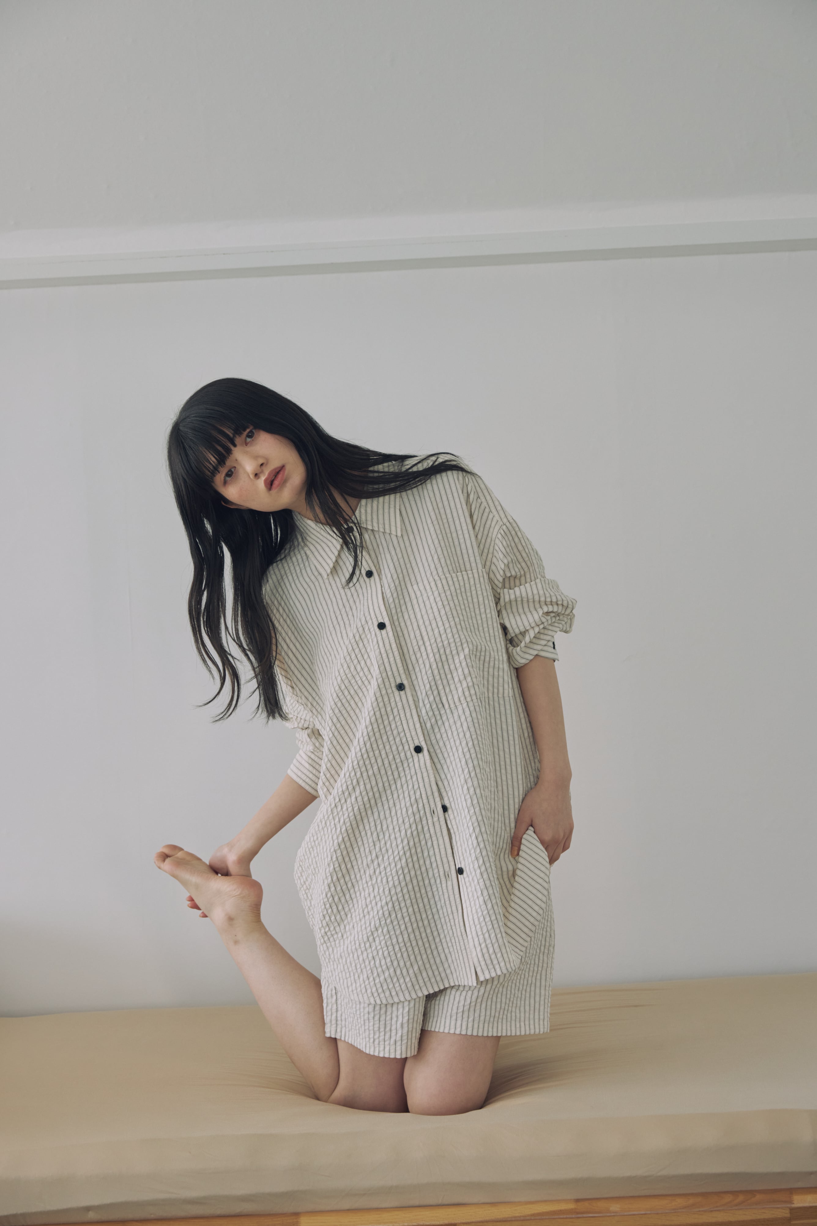 トップス dium. Stripe Design Shirt DU260506 Stripe Design Shirt【set up可】【6月下旬一部予約商品