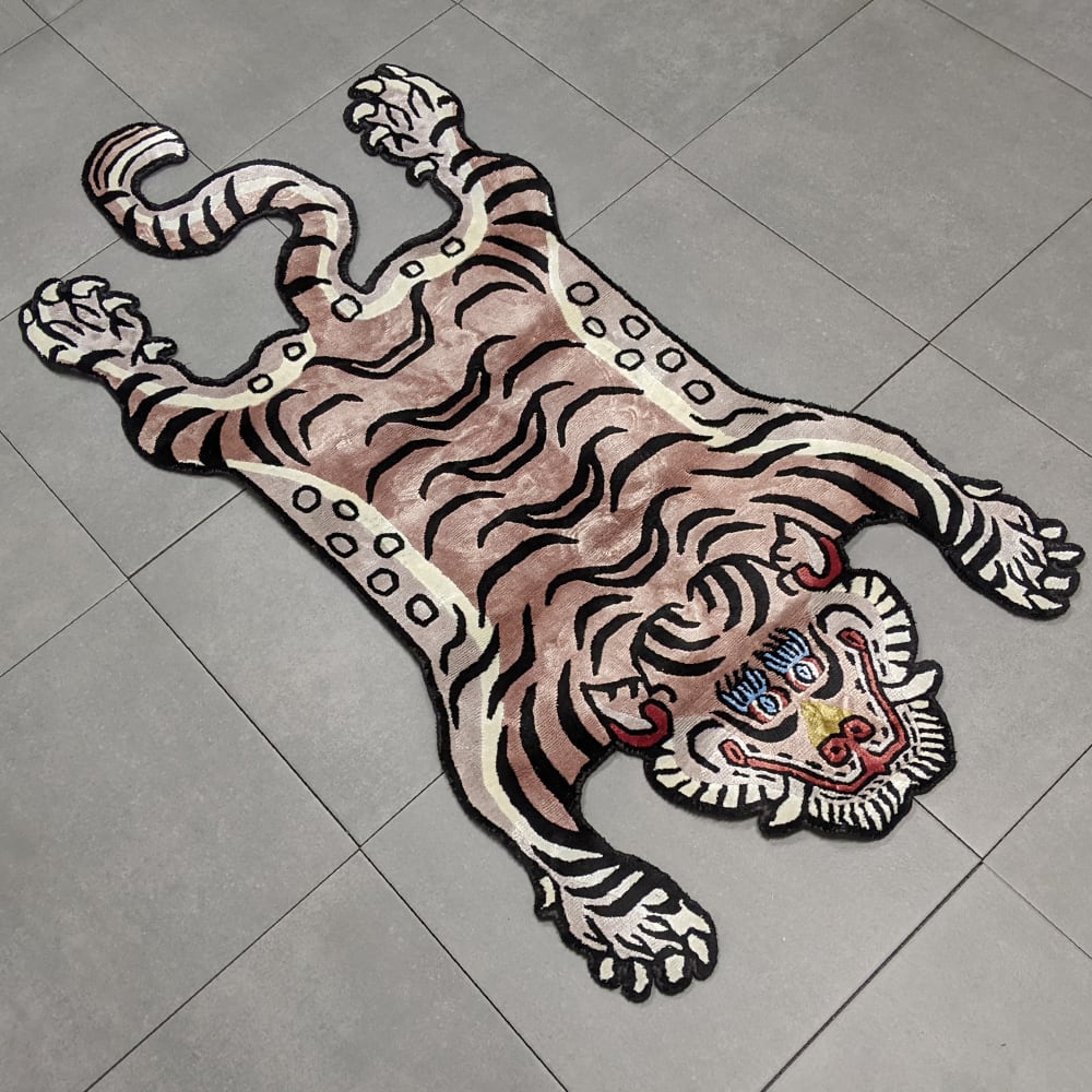 Tibetan Tiger Rug (Mサイズ シルク ココアブラウン 074) チベタン