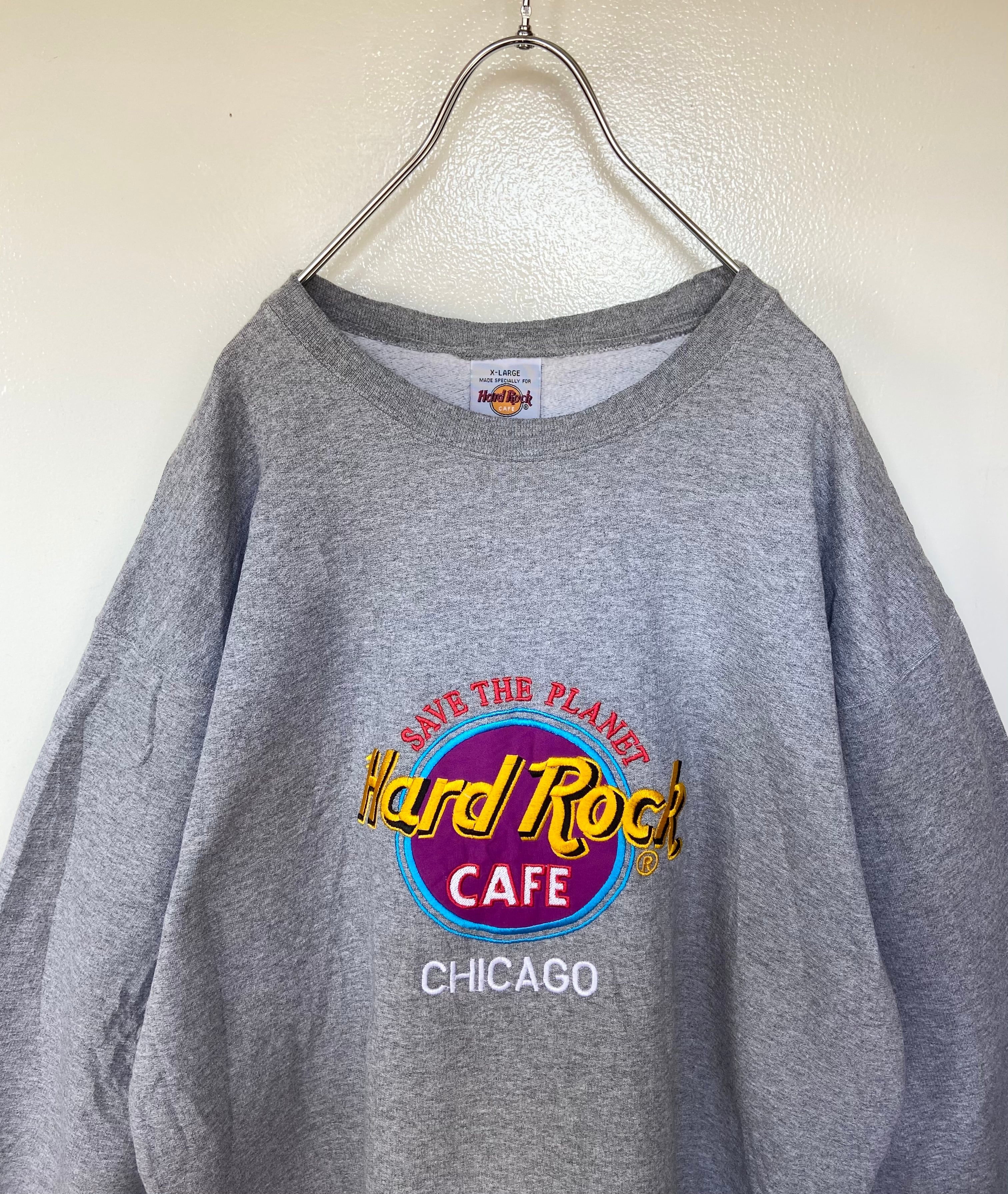 Hard Rock Cafe/ハードロックカフェ スウェット トレーナー シカゴ  刺繍パープル オーバーサイズ　