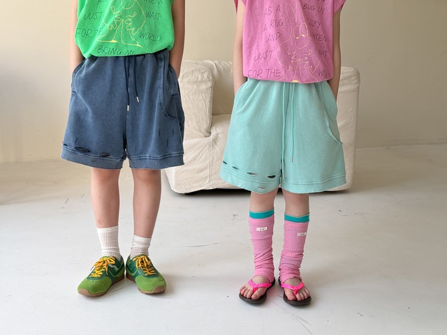 【KID】リバーバスケットダメージハーフパンツ - 5