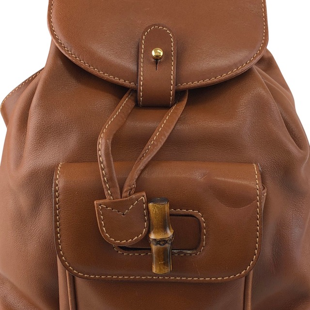 GUCCI グッチ バックパック ブラウン バンブー レザー フロントポケット vintage ヴィンテージ オールド jfzn8g