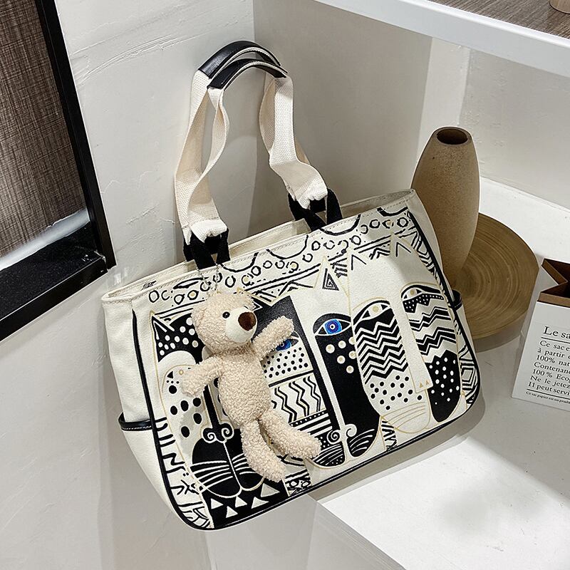 バッグ女性の大容量2020新しいネット赤野生のハンドバッグショルダーバッグins eignキャンバス落書きトートバッグ Tiancai_Wing_Bag0352136