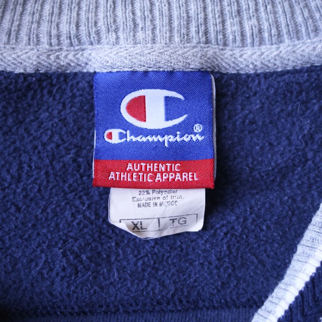 "Champion" towel fabric over silhouette v-neck pullover