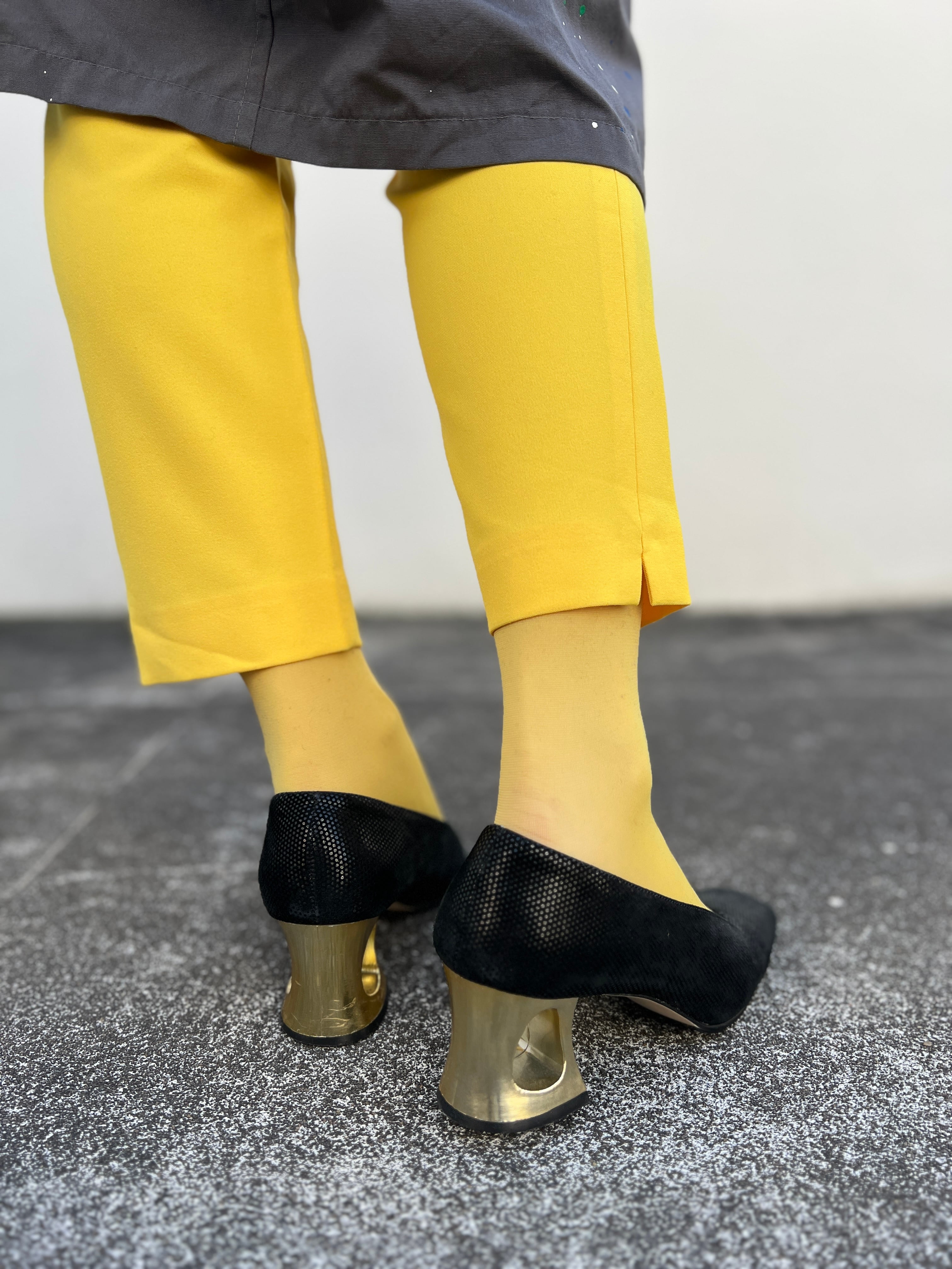 Vintage ITALY yellow simple pants ( ヴィンテージ イタリア イエロー シンプル パンツ )