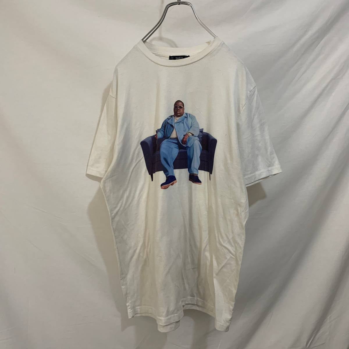 ビギー ヒップホップT ラッパー プリントT 半袖 Tシャツ 白 ホワイト