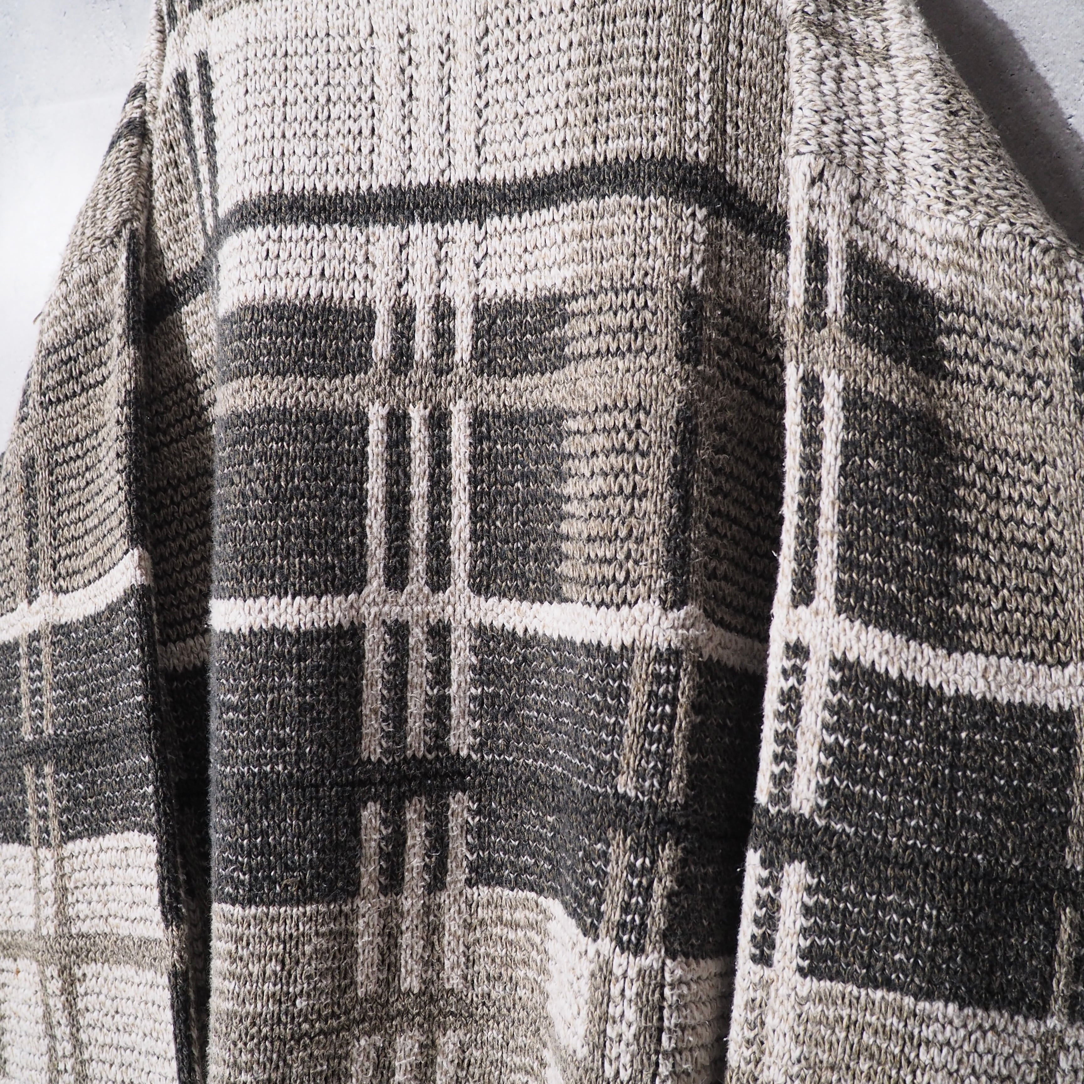 1990s " Made in USA " Block check pattern vintage loose knit