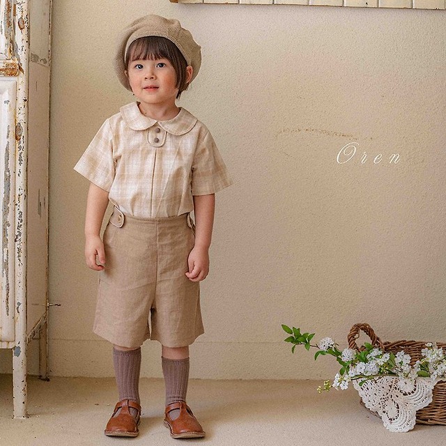 【取寄】oren｜oliver check setup bebe｜オリバーチェックセットアップ｜S-L｜baby&kids｜26 summer