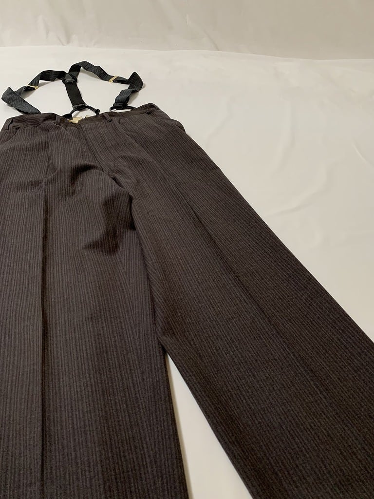 1950~50's Woven Stripe Pattern Tuck Slacks with Suspenders