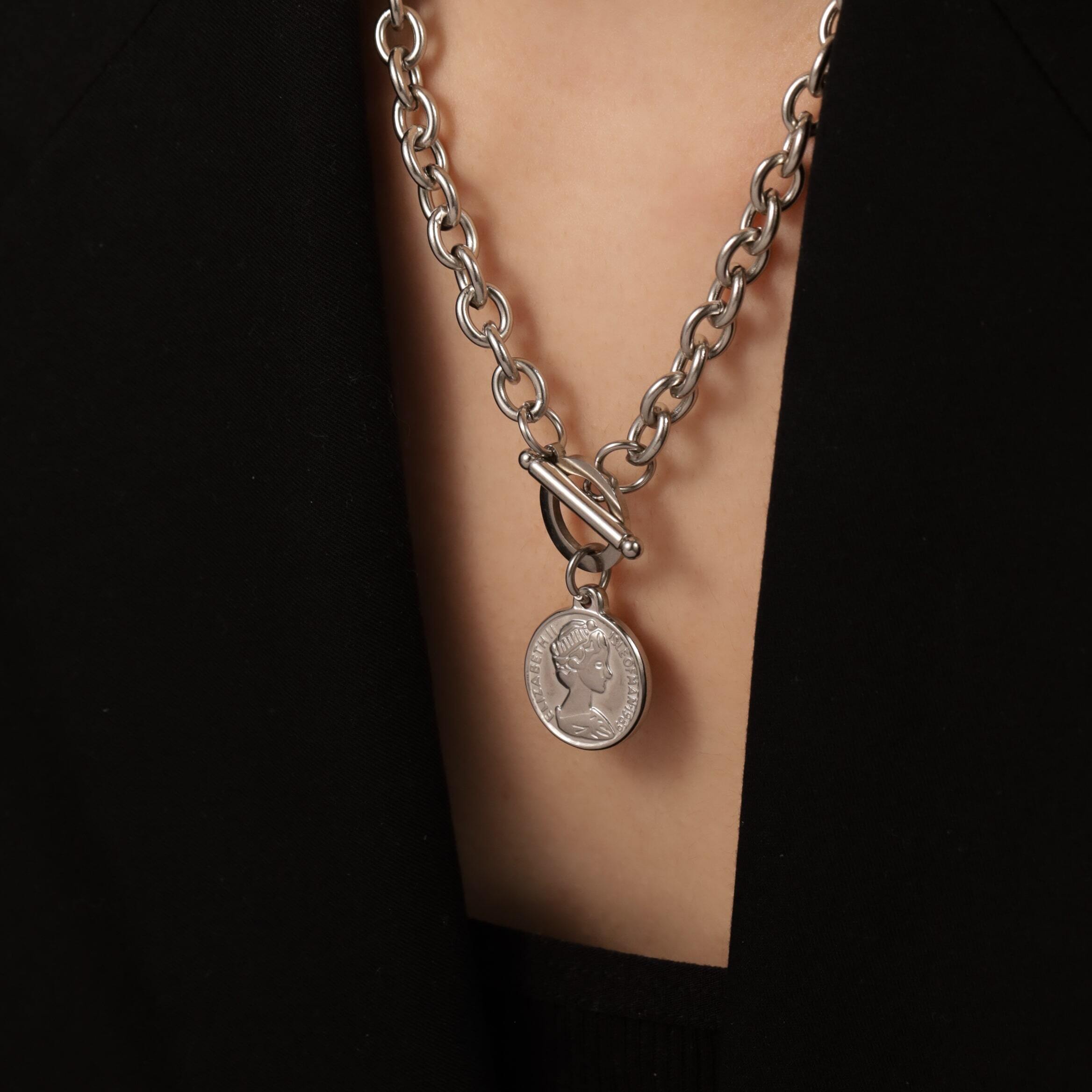 316L coin mantel chain necklace #n36 | fino（フィノ）
