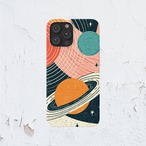受注生産 iPhoneケース 土星とカラフル軌道の宇宙柄｜惑星モチーフ RFSP002D