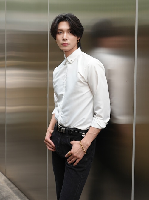 【ALUDE 】design chain dressy shirt（2color）