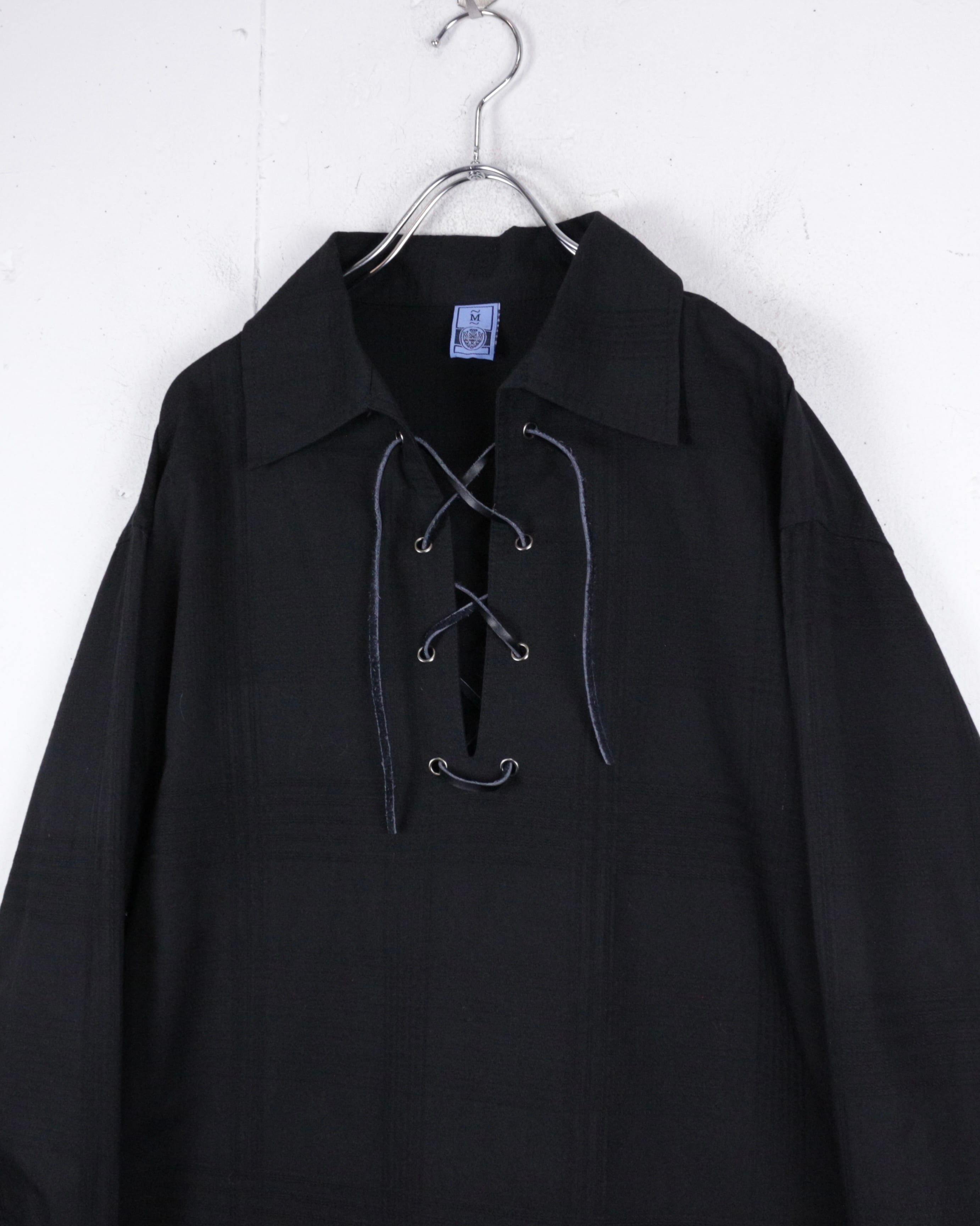 Caka act2】Leather Lace Up Loose Skipper Pullover | Caka(カカ