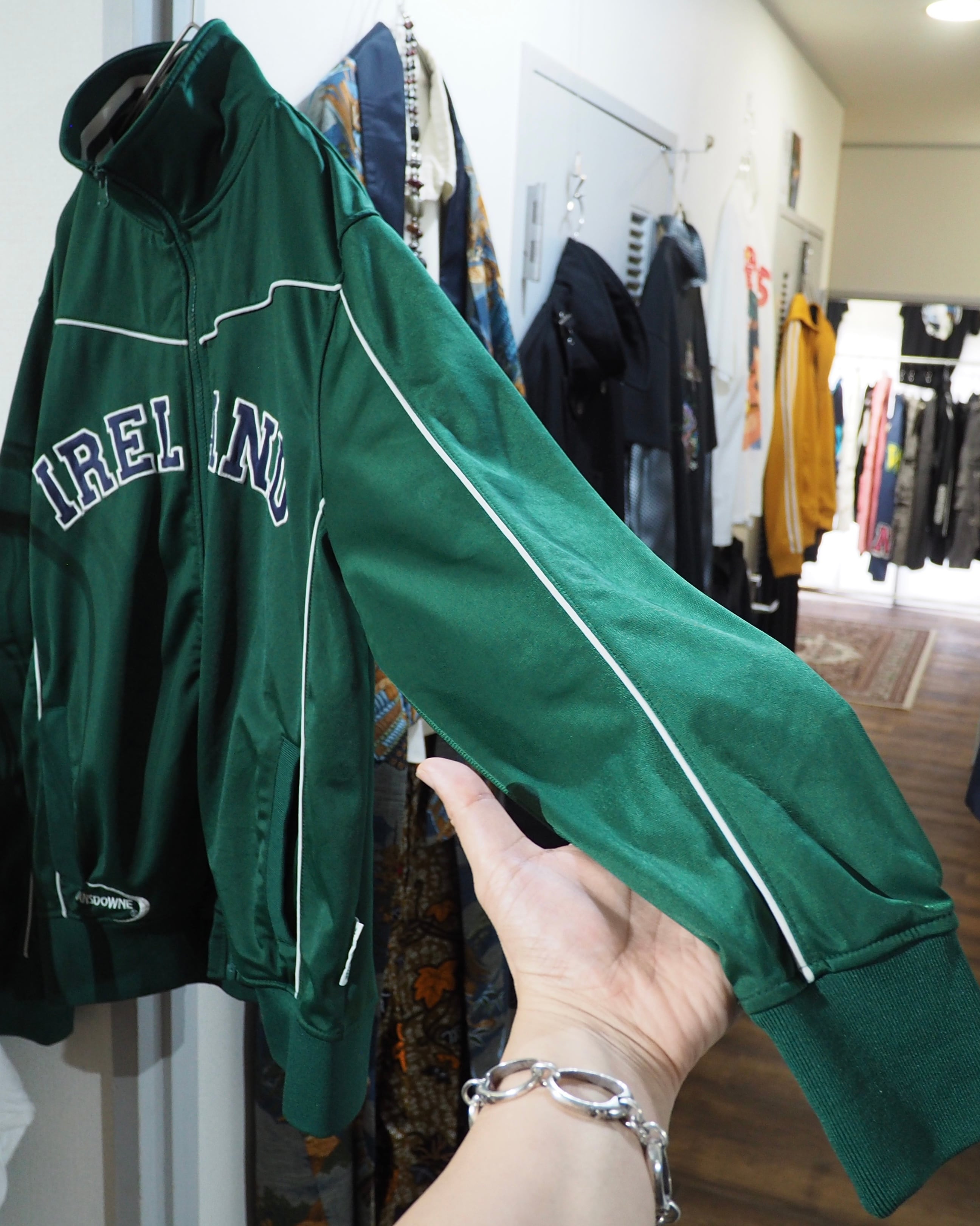 1990s " IRELAND " Embroidery Irish Green Color Track jacket