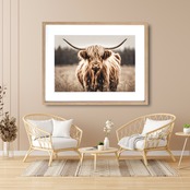 Highland cow|北欧ナチュラルに合うハイランドカウのアニマルアートポスター|ふわふわ毛並みが可愛い癒しの一枚|A4ポスター