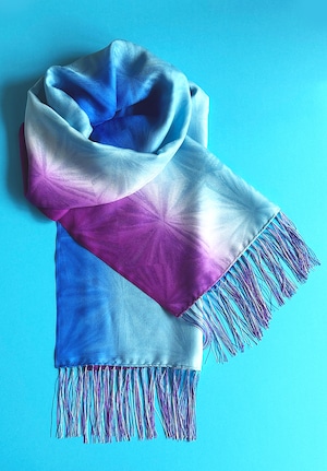 丹後ちりめんスカーフ【ブルーパープル】