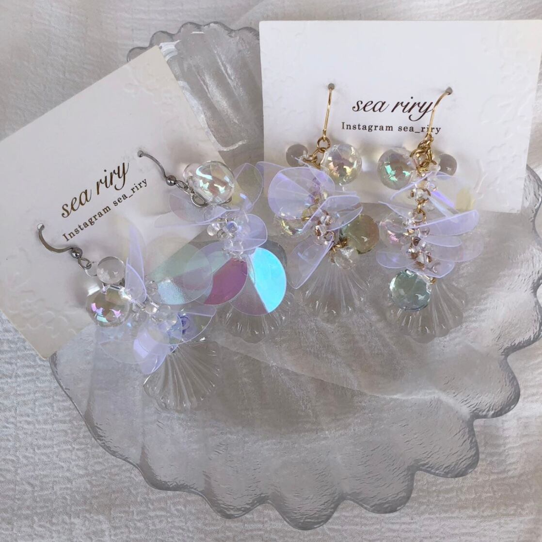 『5228』ハンドメイドピアス マチュピチュジュエリー Tropical Flowers｜ムーンストーン