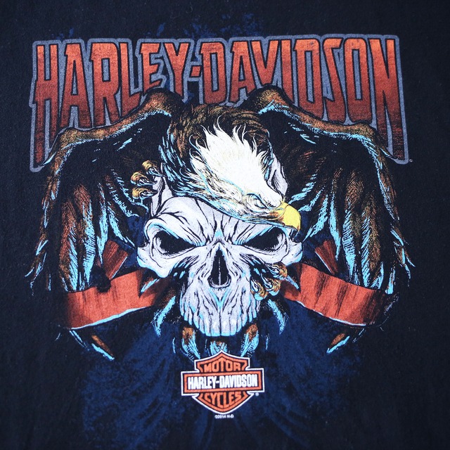 "HARLEY-DAVIDSON" scull×eagle printed super over silhouette l/s tee