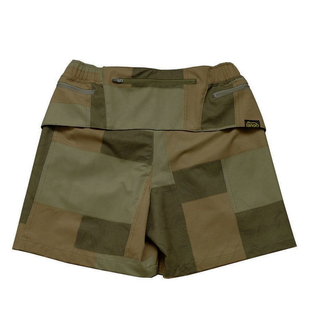 ranor(ラナー) PATCHWORK MIDDLE SHORTS OLIVE | play field mountain