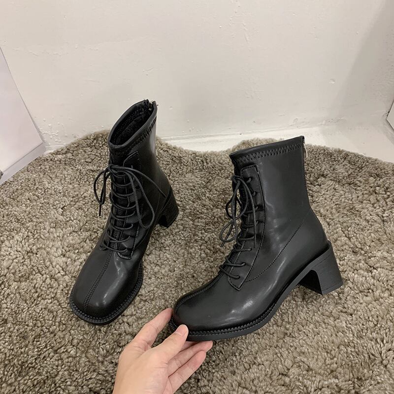 ショートブーツウィンターレッドカジュアル 靴 シューズ 冬物 スクウェア 防水 フェイクシューズ55916762340