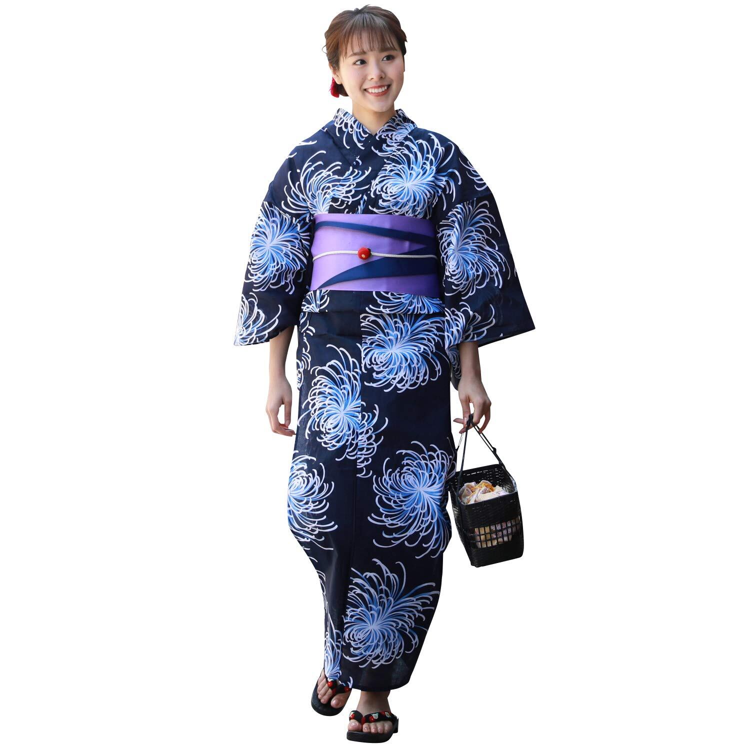 long＊咲きこぼれる花＊有松鳴海絞り浴衣 花 藍色 A698 | PAY ID