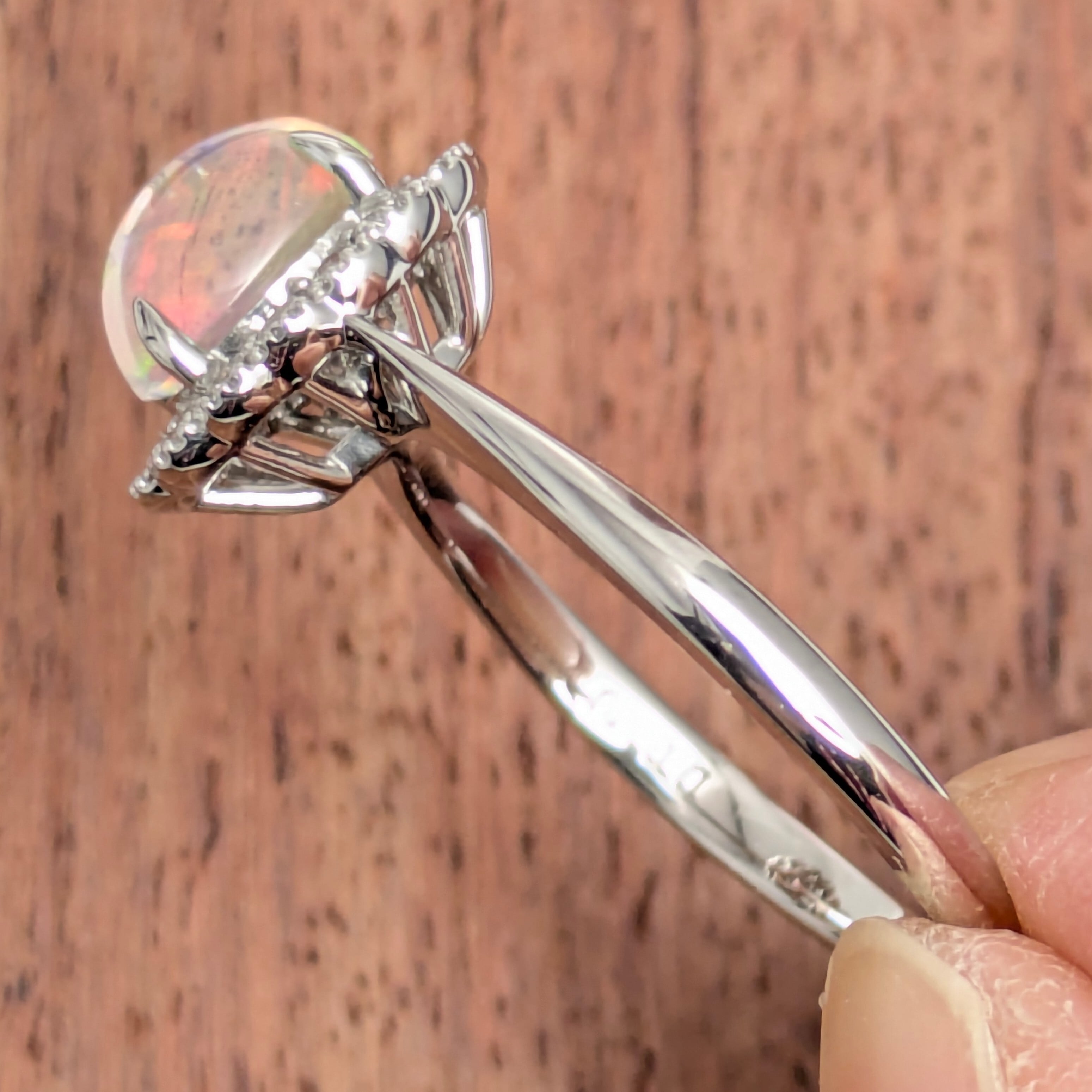 Pt950ウォーターオパールリング メキシコ産 ウォーターオパール 0.740