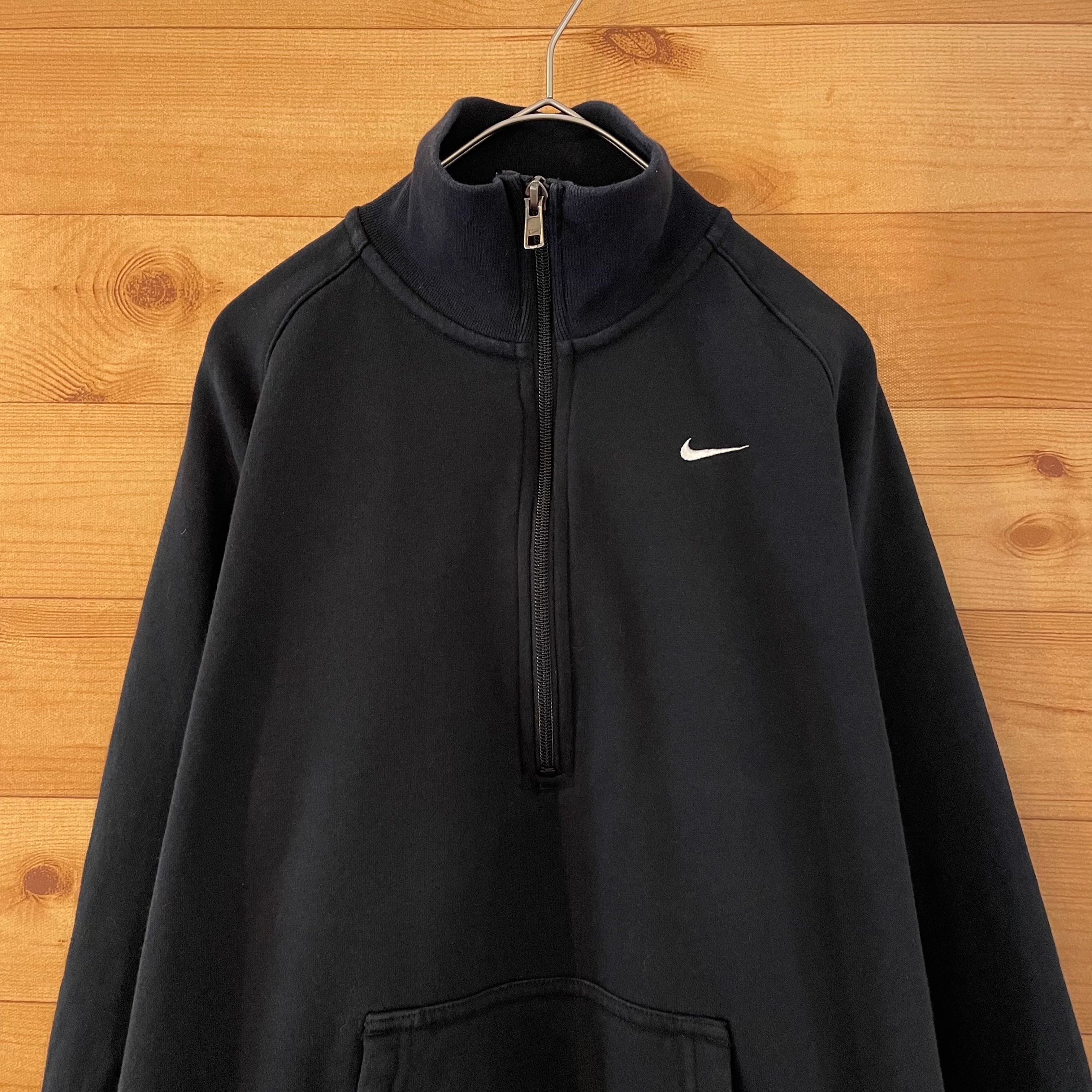 NIKE】ハーフジップ スウェット ワンポイントロゴ スウッシュ 刺繍ロゴ 