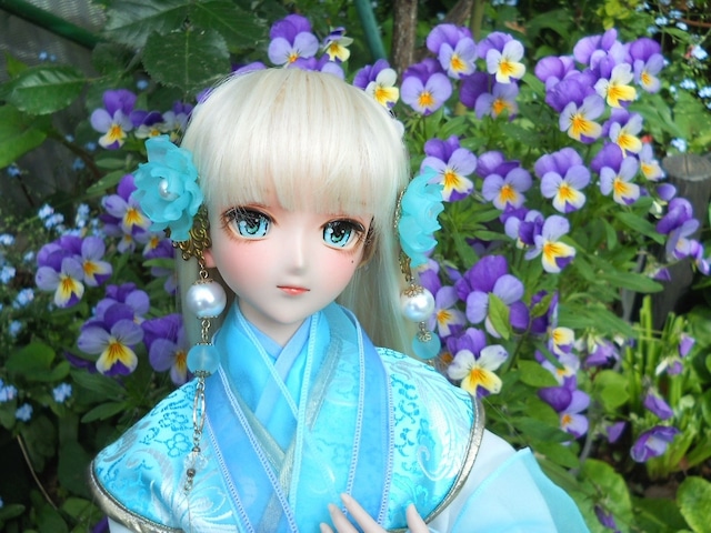 22mm レジンアイ　星華(せいか) 　水色　半球ベース　#8