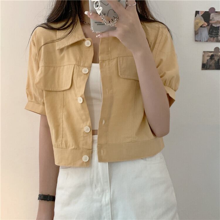 ショートホワイトシャツ サマー薄手ジャケット 大人ガーリー スウィート キュート カジュアル 夏物 1号婦人7716892734