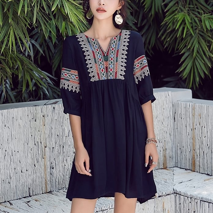 プティマイン ハート刺繍チュニック100cm （メゾピアノ 黒 ハート刺繍  