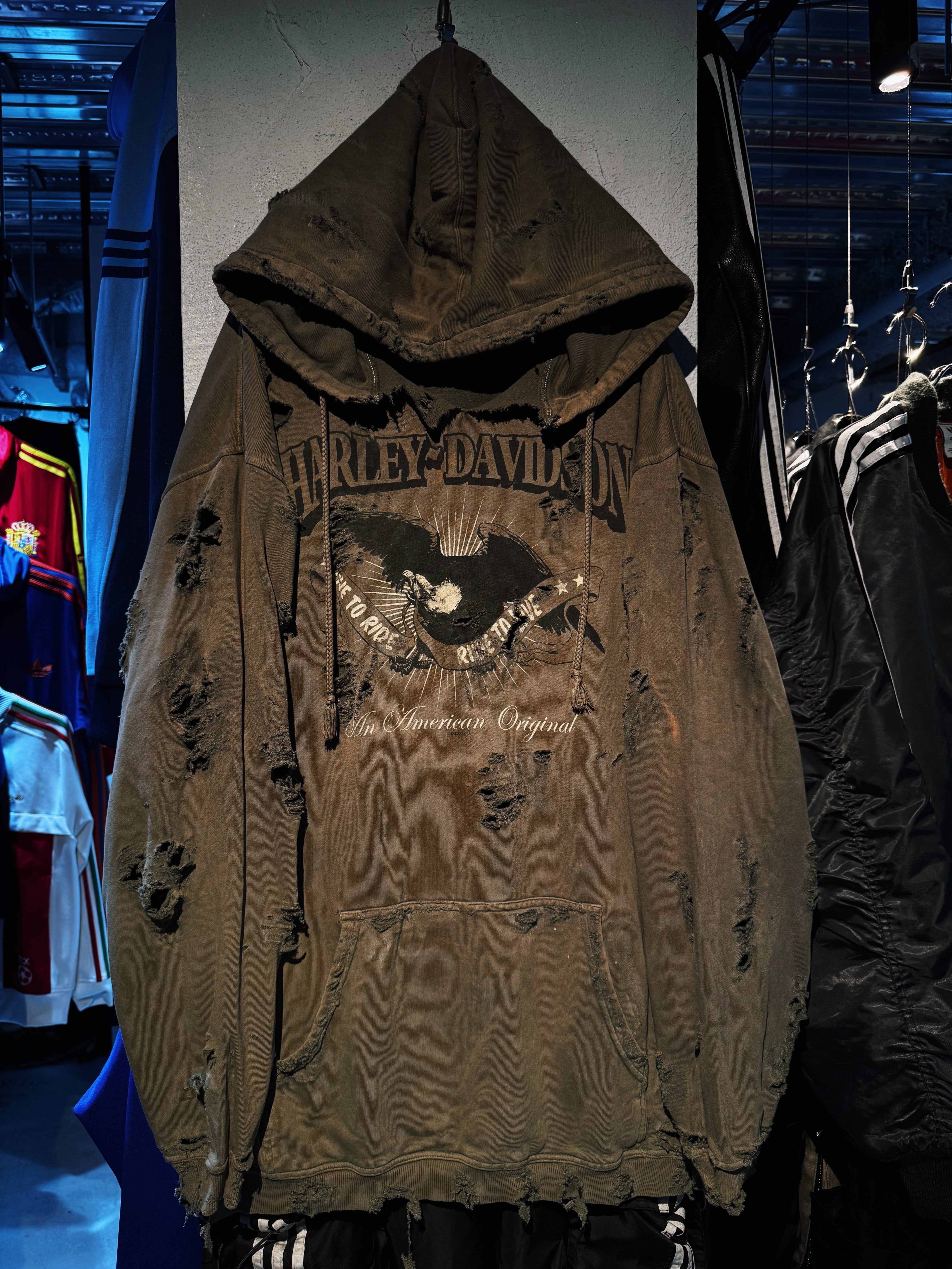 "Harley-Davidson"graphic design boro custom loose hoodie