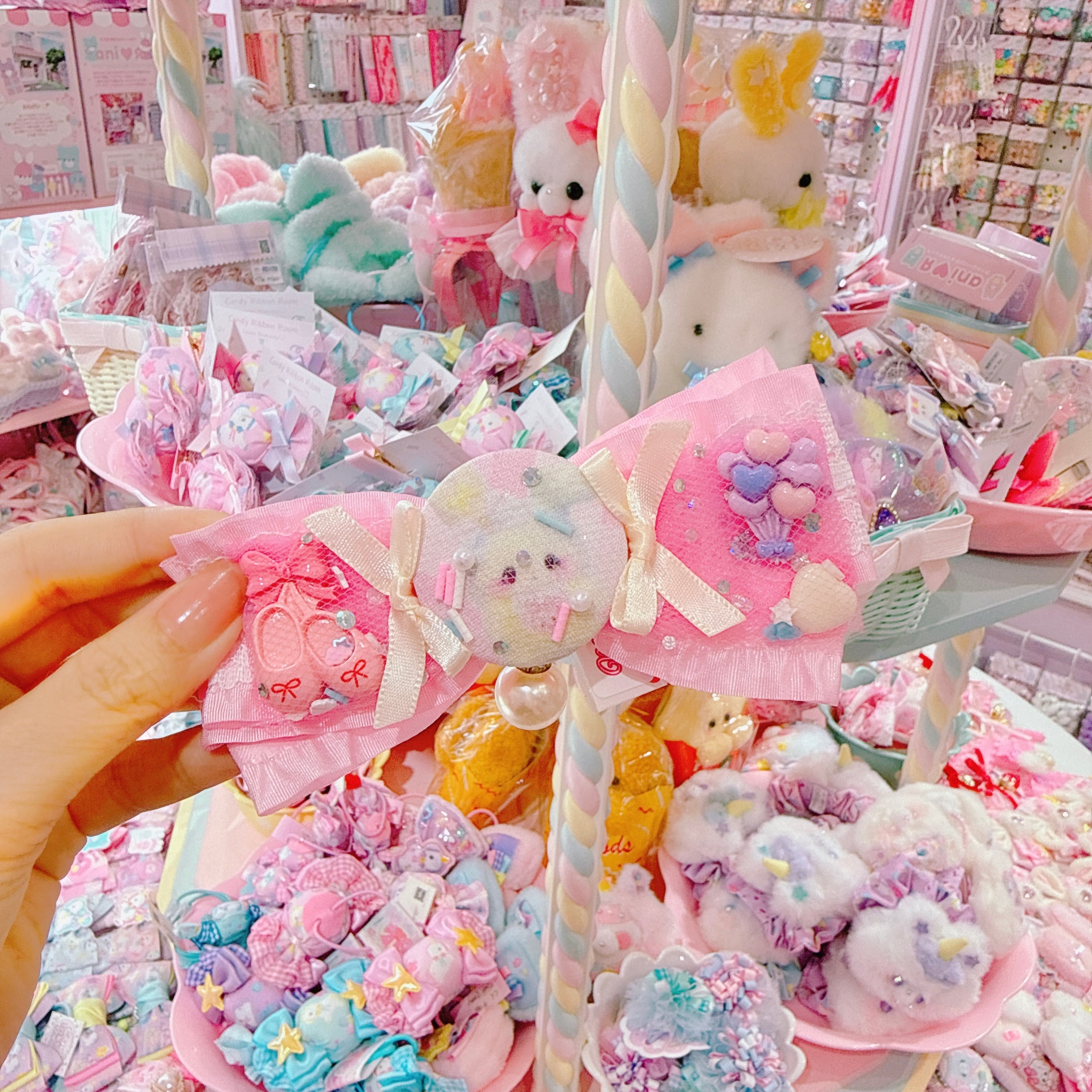 【R14】55-2くるみキャンディチュールリボンヘアクリップ