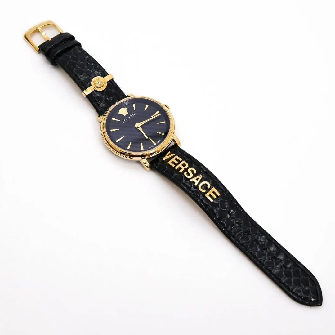 稼働 VERSACE 腕時計 メデューサ ゴールド ブラック コンビ 3844