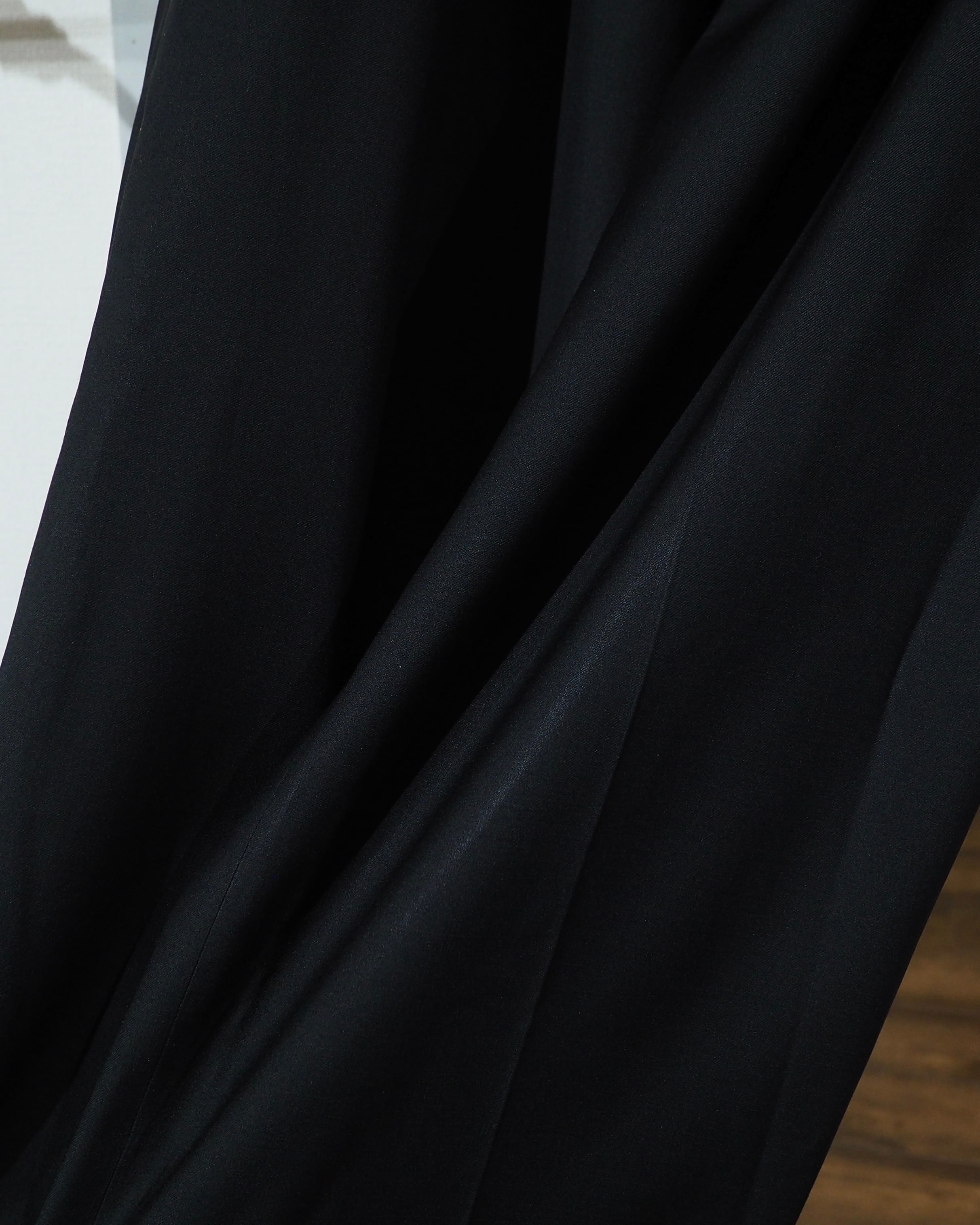 " 鈍艶 " Black Shiny Vintage Wool Wide Slacks Pants