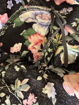 80's made in U.S.A. black  flower  jacket