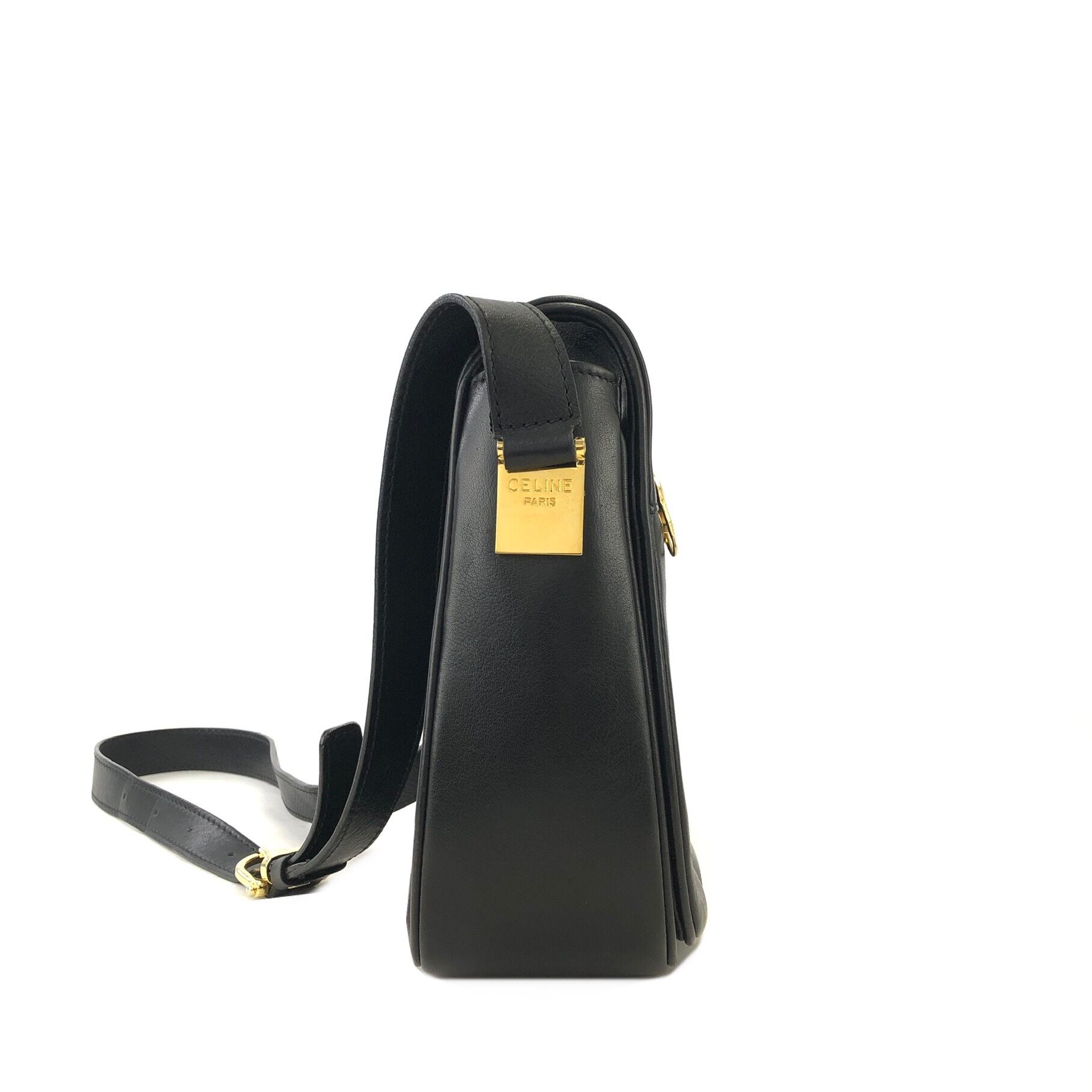 CELINE セリーヌ フロントファスナーレザー クロスボディ フラップ