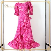 フラダンス 衣装 ワンピース ドレス ピンク系 アロハエミカ 日本製 Aloha Emika モンステラ柄 プルメリア柄 ハワイアンプリント アロハ フラ ダンス レッスン 練習 フリル 華やか 鮮やか かわいい おしゃれ 上品 明るい 大人 レッスン着 練習着 フラダンス衣装 アロハ ワンピース レディース ハワイ風 大人可愛い リゾート カジュアル レディースファッション エレガント スタイリッシュ