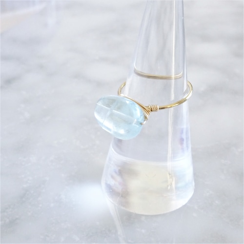 14kgf*宝石質Aquamarine wrapped ring