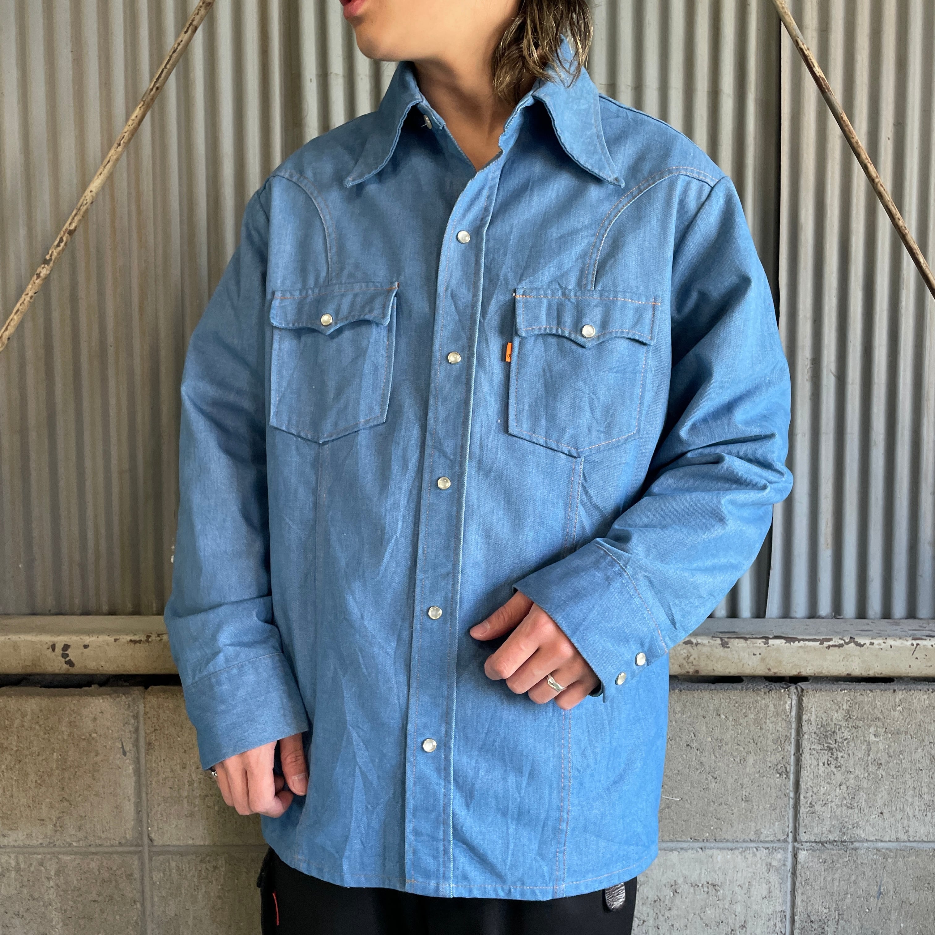 70年代 Levi's リーバイス オレンジタブ ウエスタンシャツ メンズXL ...