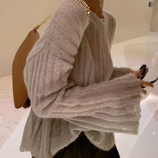 シアーラメシャイニーフレアニット　M02611