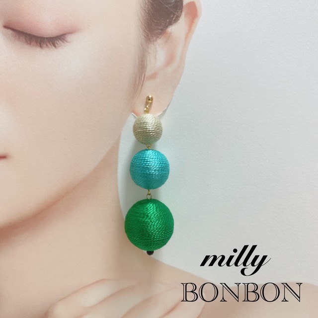 オーダー】ボンボンピアス♡ボンボンイヤリング2連 | millyroom