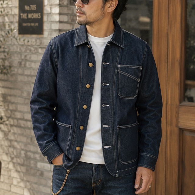 Stitched denim coveralls 00162