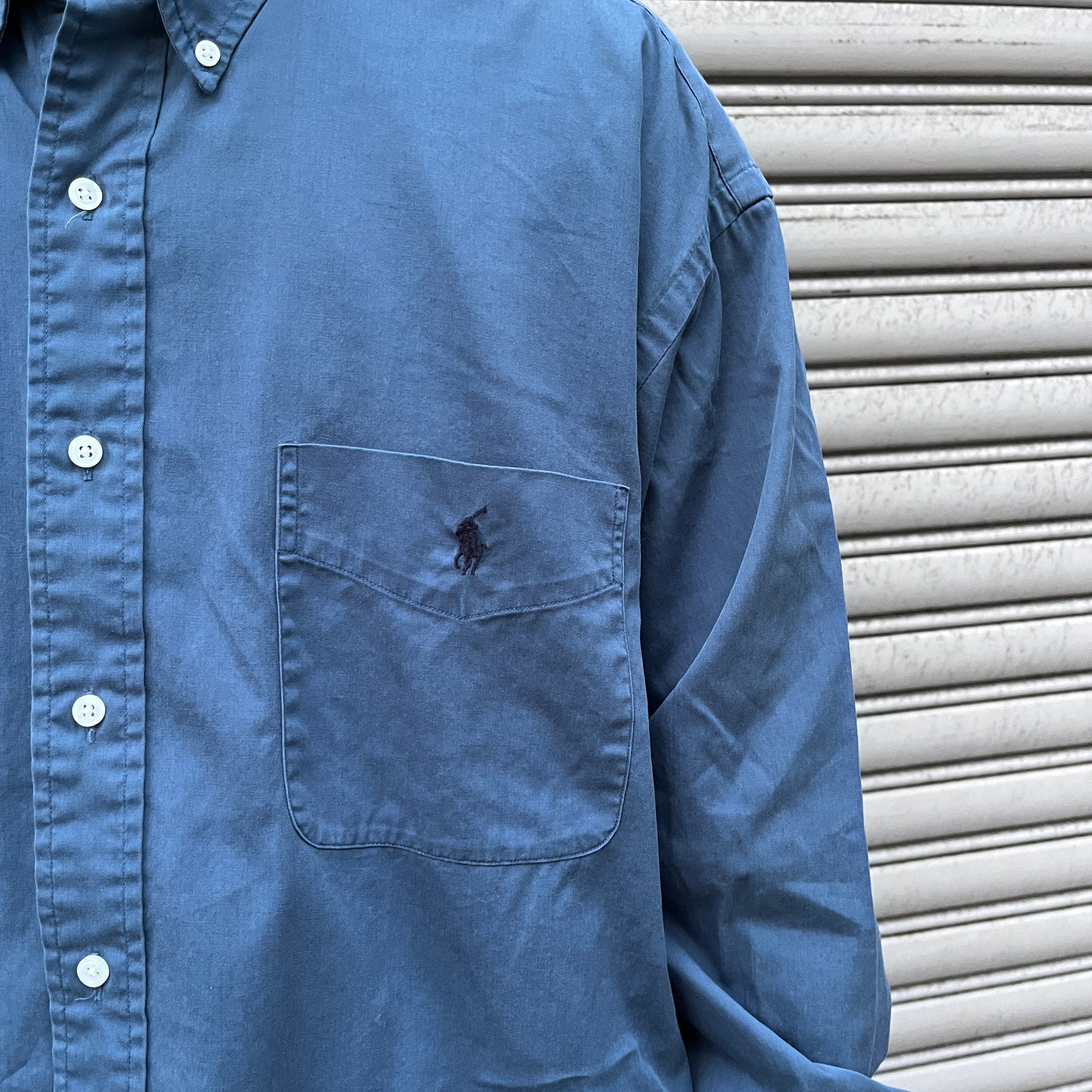 90s Ralph Lauren BIG SHIRT ボタンダウンシャツ 紺 L | 古着屋 Uan