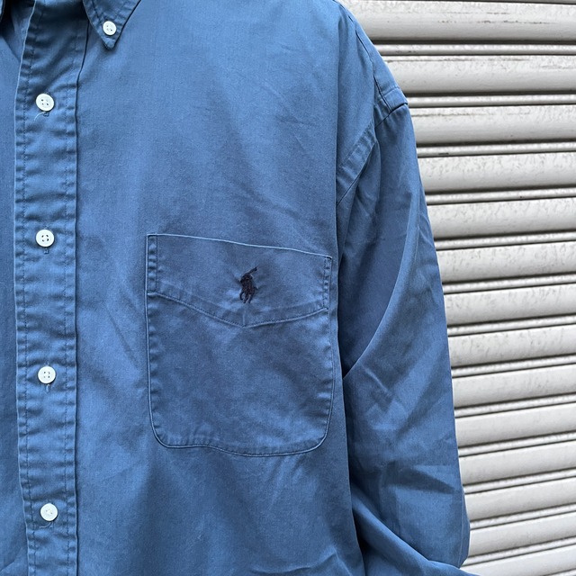 90s Ralph Lauren BIG SHIRT ボタンダウンシャツ 紺 L