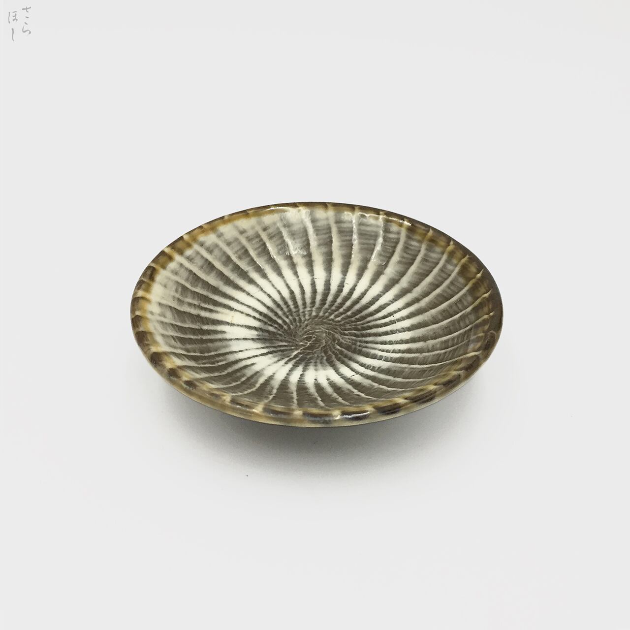 黒木釜 小鹿田焼 大皿 唐臼 飛び鉋 刷毛目 釉薬二色がけ 美品 窯元購入