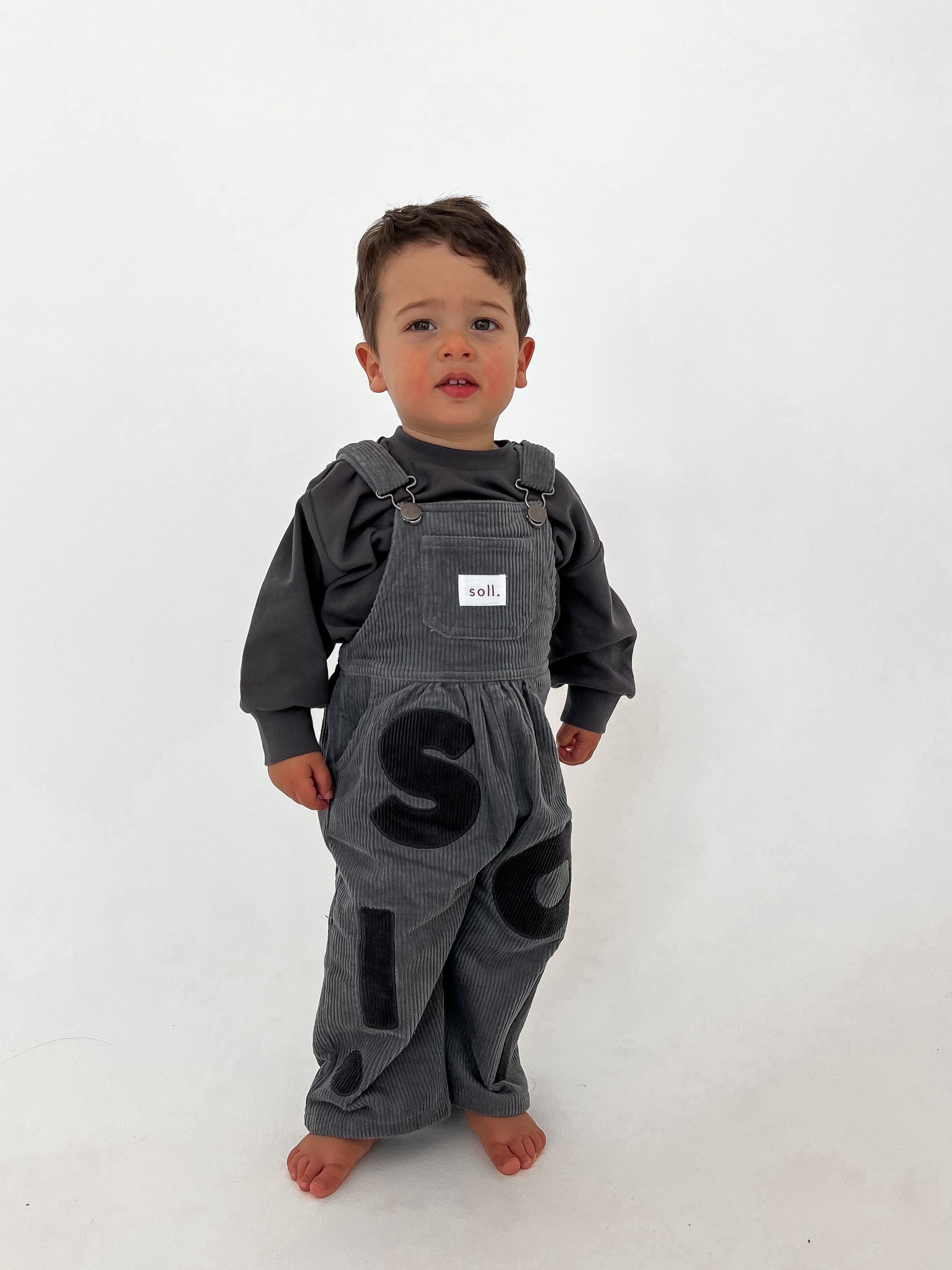 soll. the label】 Corduroy Soll Overalls - Charcoal | RIRIBELL