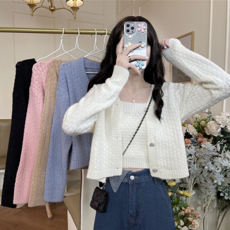 オータムウィンターニットカーディガンセーター ジャケット スリム 秋物 冬物 萌量不足89771392235