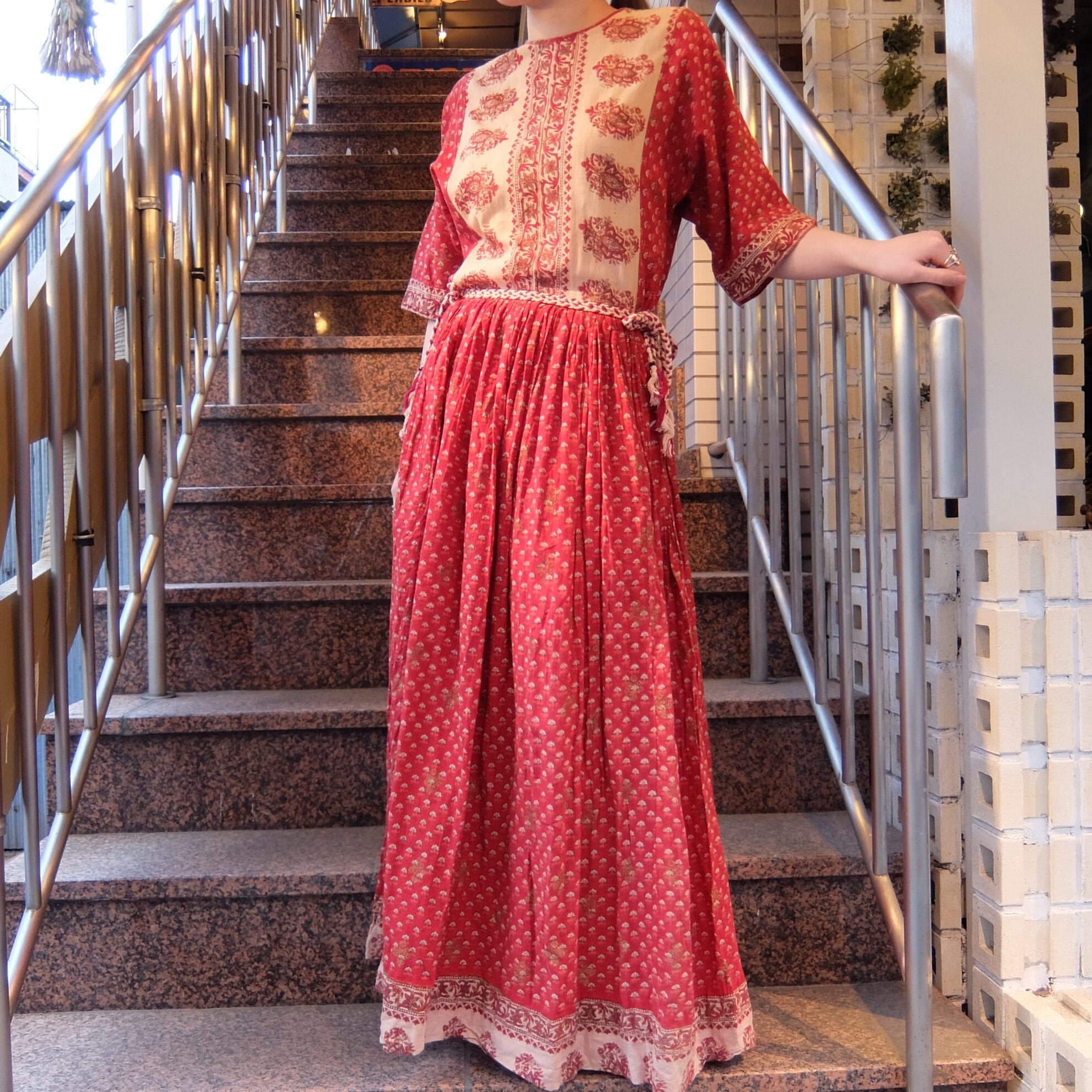 Vintage indian cotton dress／ヴィンテージ インド綿ドレス | BIG